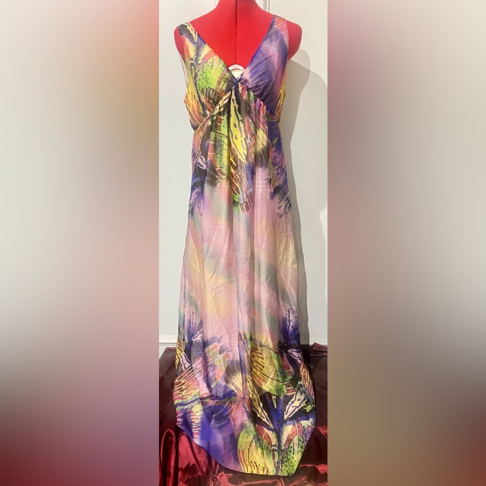 LC Waikiki Park’s Bravo Park Vibrant Multicolor Violet Maxi Dress sz 36 (small)